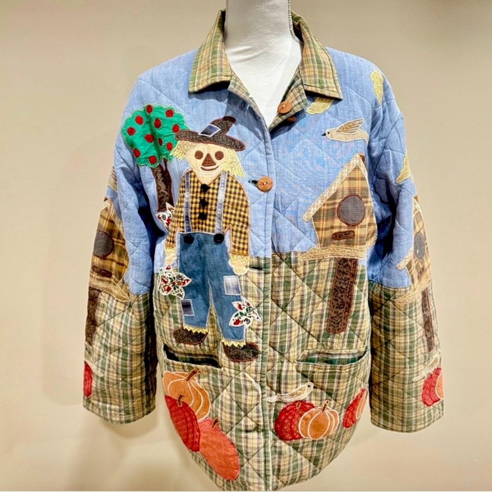 Vintage Patchwork Quilted Reversible Jacket Pumpk… - image 2